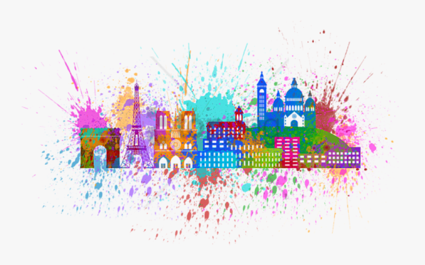 Free Png Download Colorful Paint Splatters Png Png - Bergamo Skyline In Watercolor Background, Transparent Png, Free Download