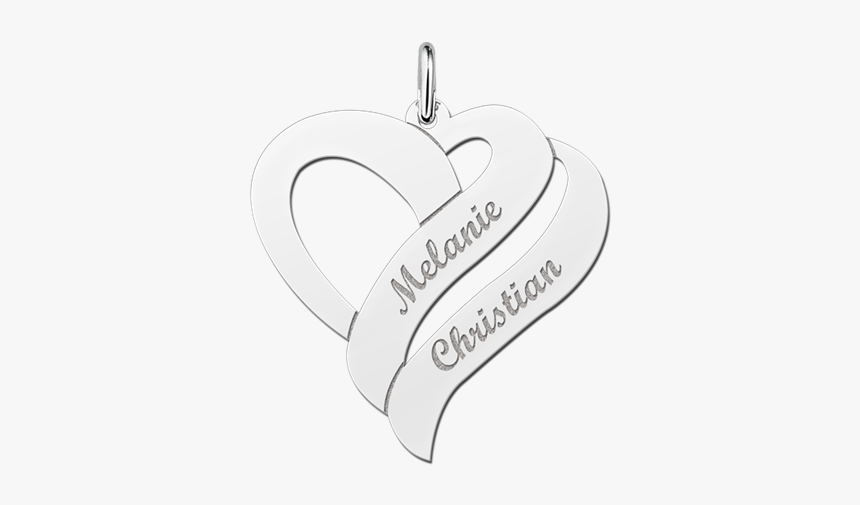 Silver Pendant Heart Shaped For Two Names - Colgantes De Plata Familia, HD Png Download, Free Download