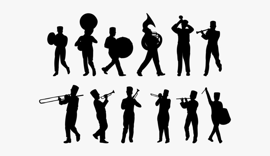Marching Band Silhouettes Vector - Marching Band Silhouette, HD Png Download, Free Download