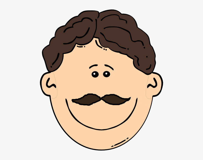 Smiling Brown Hair Man With Mustache Svg Clip Arts - Sad Face Clipart, HD Png Download, Free Download
