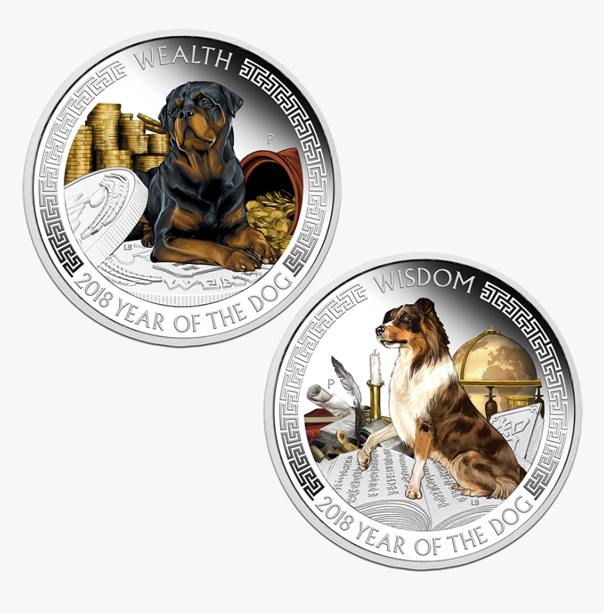 2018 $1 Year Of The Dog Wealth And Wisdom 1oz Silver - Monedas Año Del Perro 2018, HD Png Download, Free Download