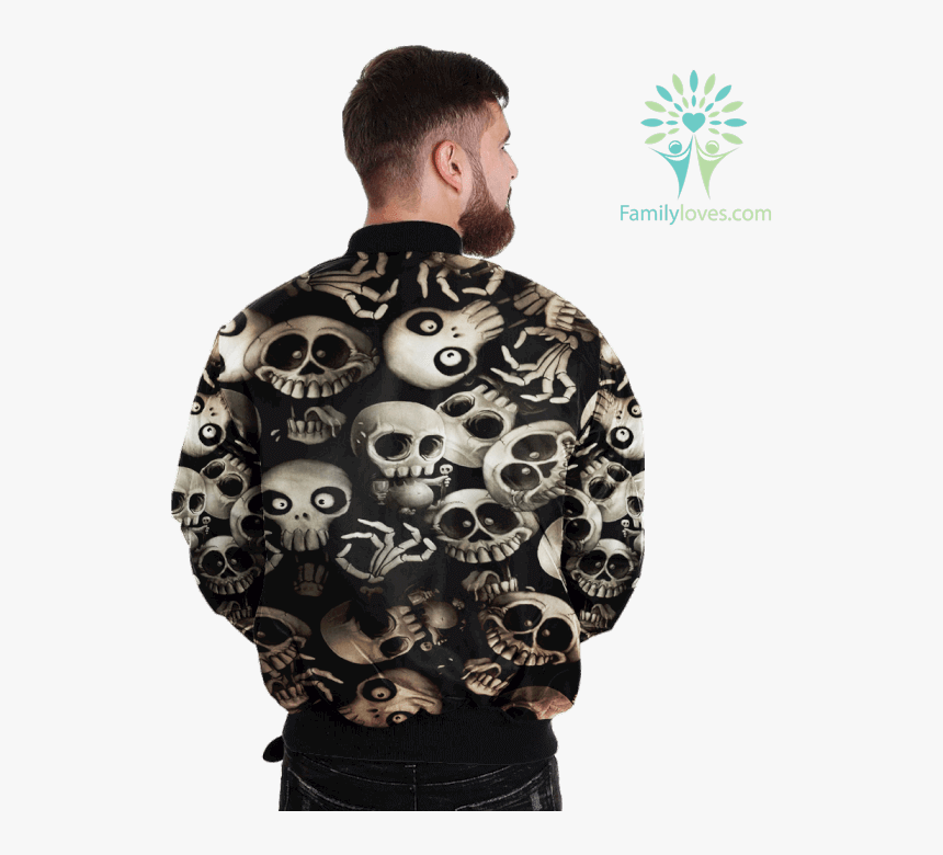 Funny Skeletons Skull Over Print Jacket %tag Familyloves - Scary Skull, HD Png Download, Free Download