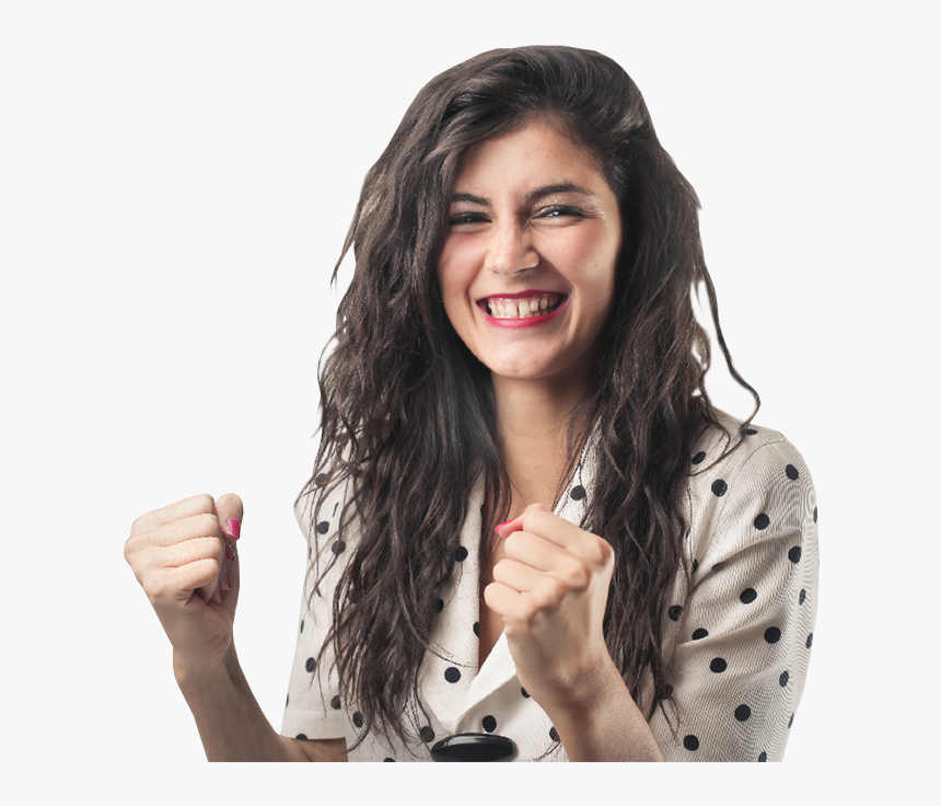 Excited Woman Cheering With Her Arm Raised - Woman Cheering Png, Transparent Png, Free Download