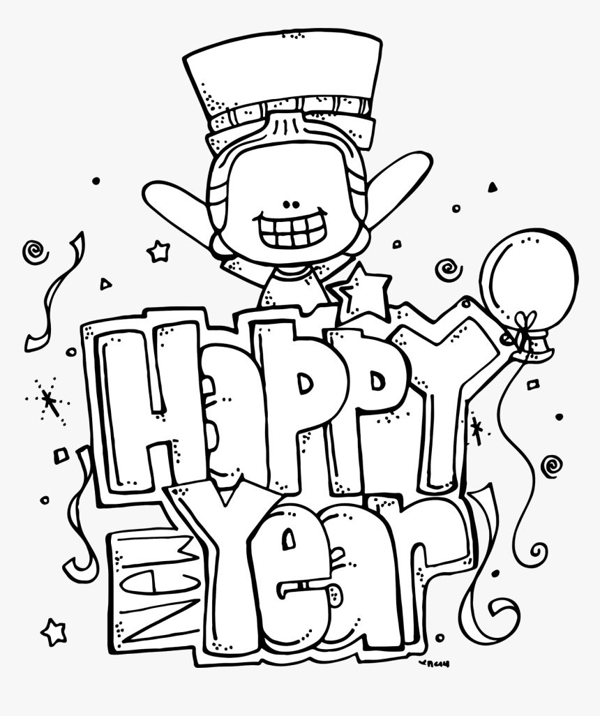 Coloring Printable Fireworks Pages - Happy New Year 2019 Clipart Black And White, HD Png Download, Free Download