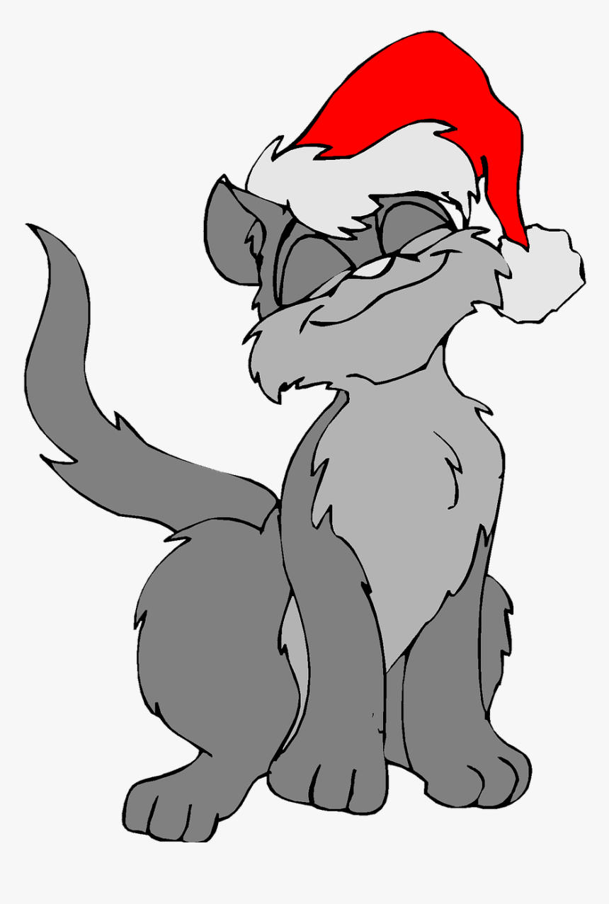 Christmas Cat Cute Free Photo - Cartoon Christmas Cat, HD Png Download, Free Download