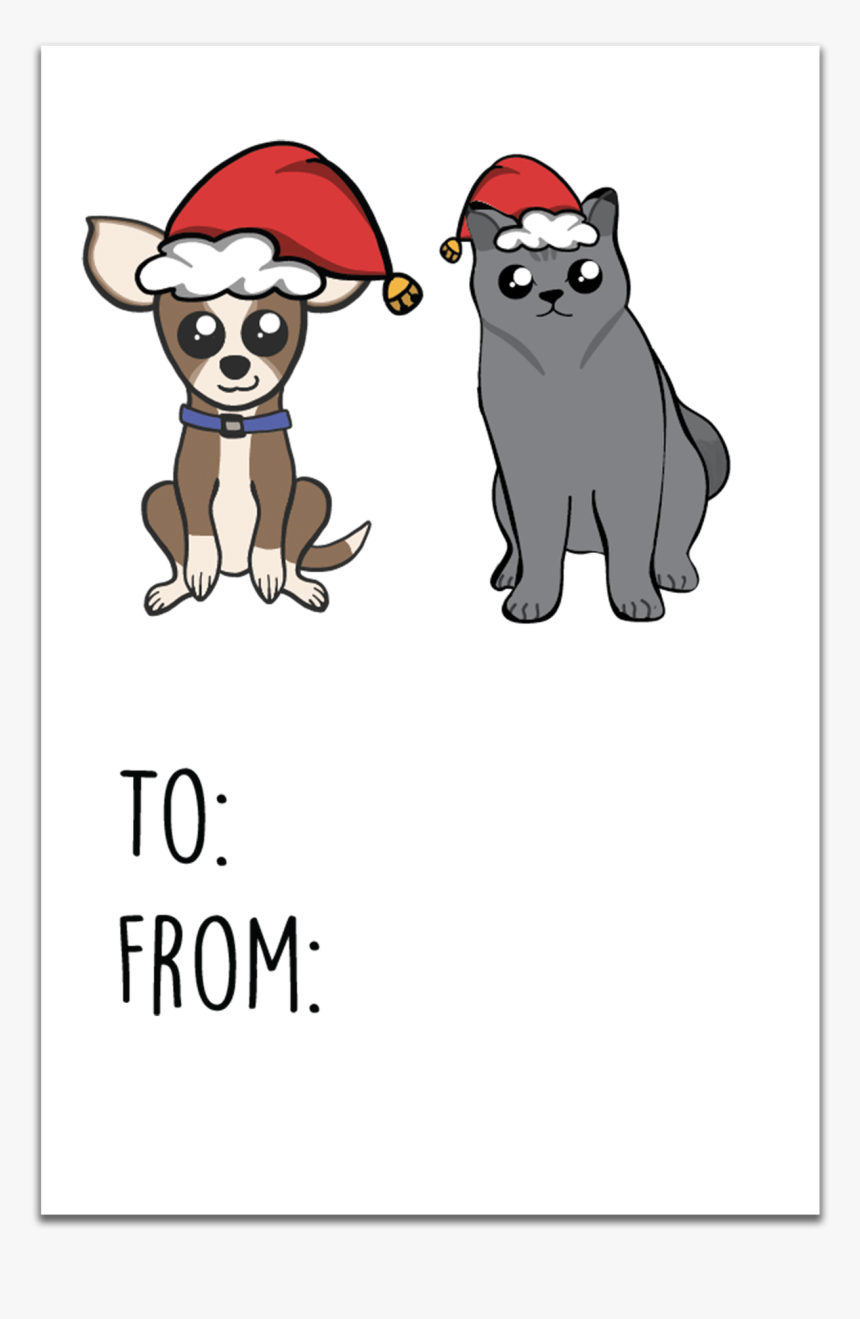Cat And Dog Christmas Gift Tags - Christmas Name Tag Dog, HD Png Download, Free Download