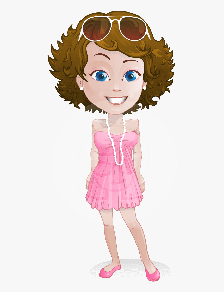 Woman In Summer Dress Cartoon Vector Character Aka - Wearing Jewelry Clipart Png, Transparent Png, Free Download