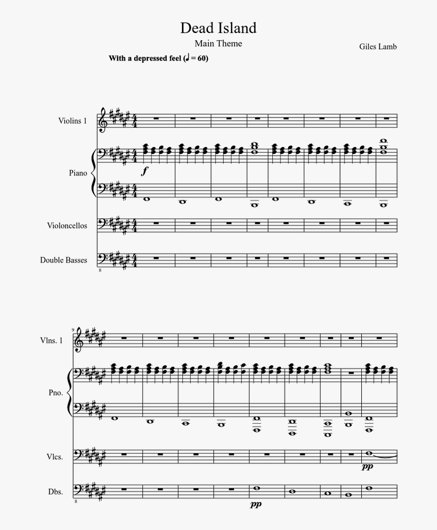 Dead Island Theme Song Piano Sheet, HD Png Download, Free Download