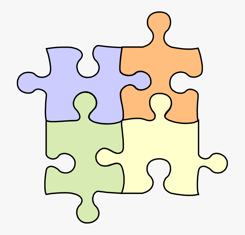Four Interlocking Puzzle Pieces Clipart , Png Download - Four Interlocking Puzzle Pieces, Transparent Png, Free Download