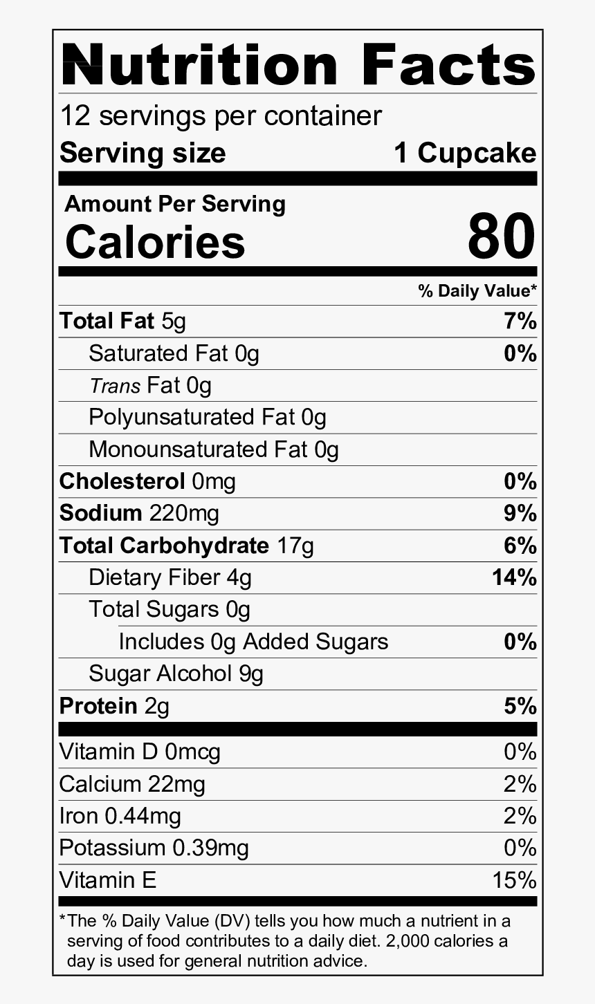 Vanilla Cake Nutrition - Grain Free Tortilla Chips Nutrition Facts, HD Png Download, Free Download