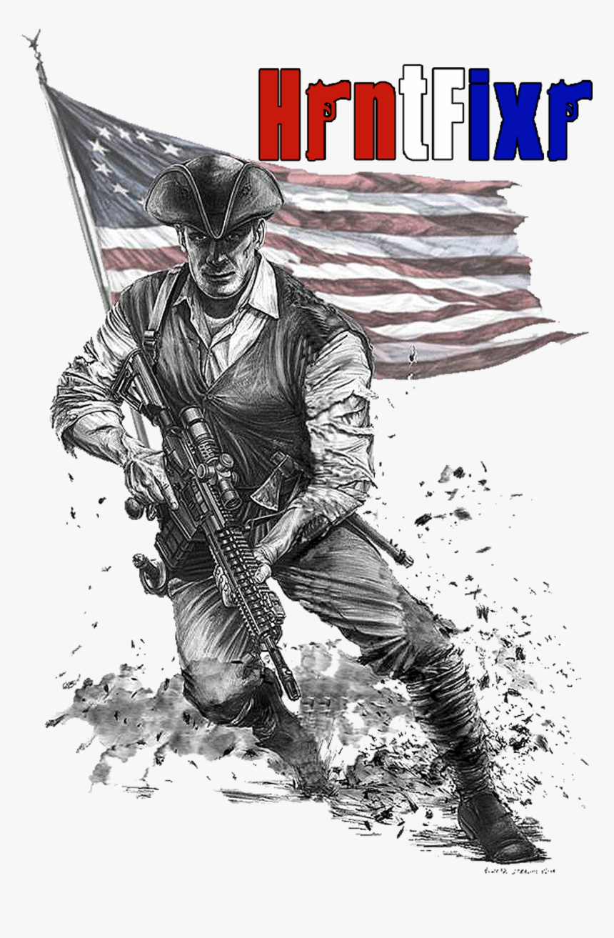 Minuteman Drawing American Revolution - Patriot With Ar 15, HD Png Download, Free Download