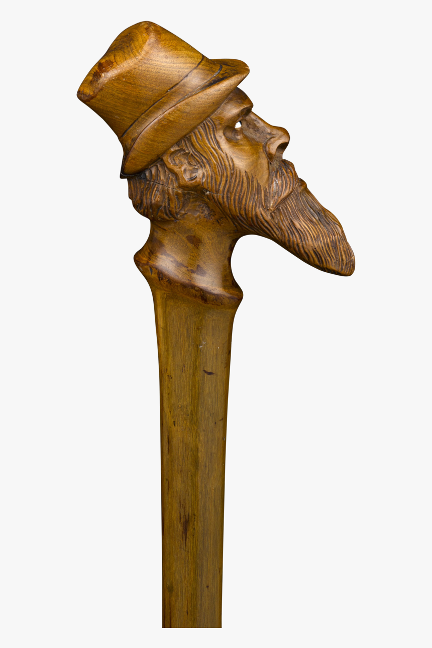 Bearded Man Folk Art Cane - Wood, HD Png Download, Free Download