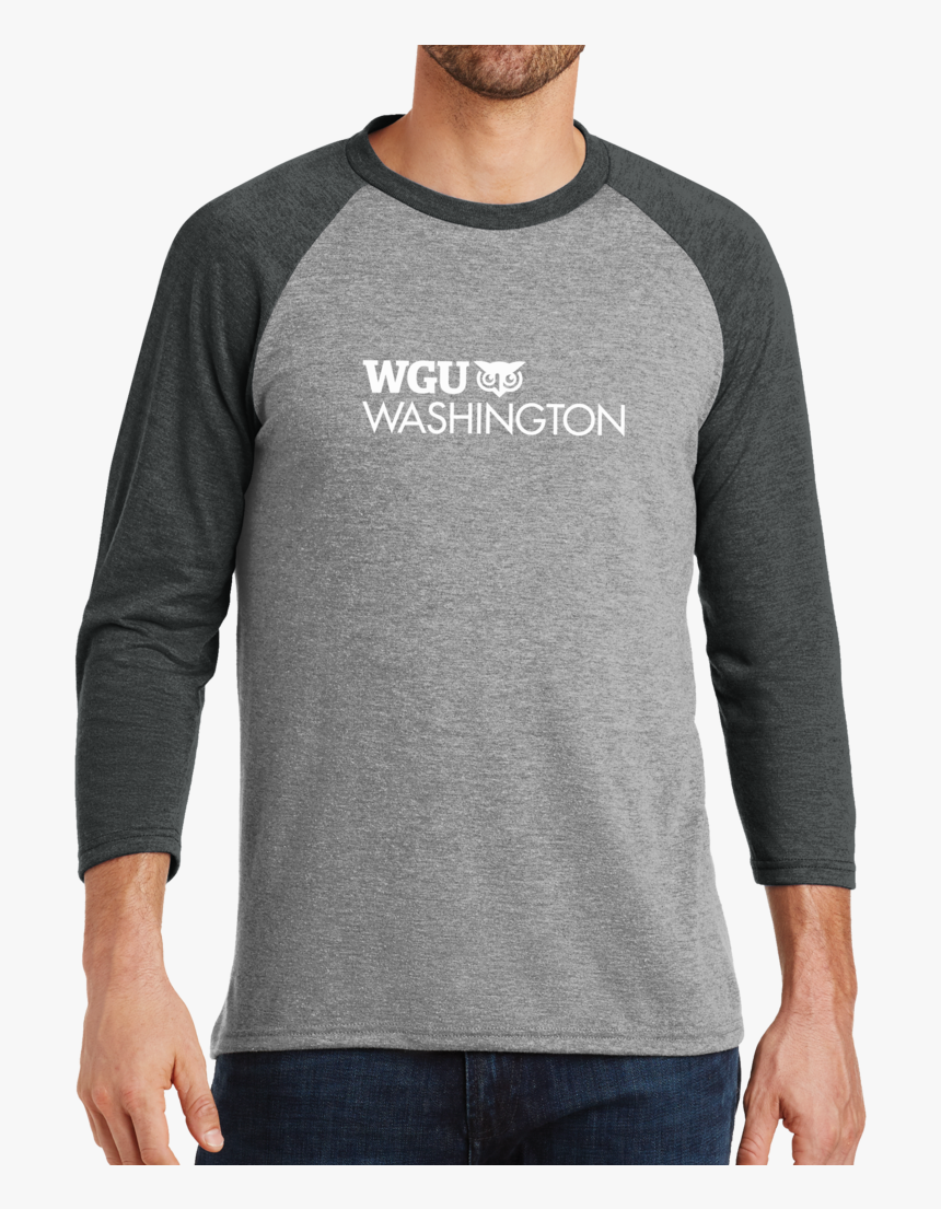 District Made® Mens Perfect Tri® 3/4 Sleeve Raglan - Men Raglan Black Grey, HD Png Download, Free Download