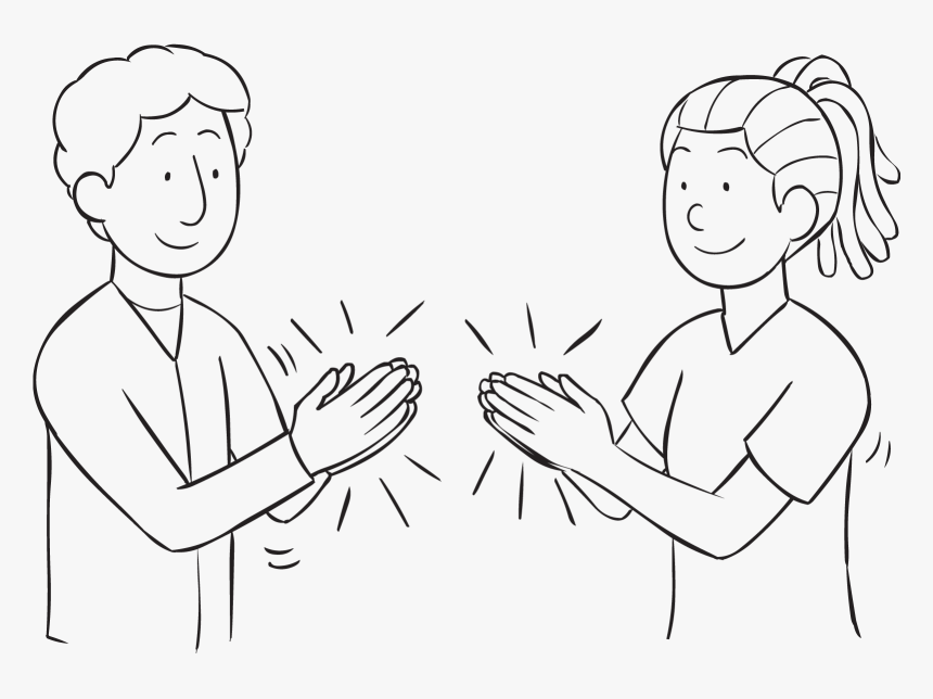 Two People Clapping Hands As Part Of Synchro Clap Activity - Clap Black And White, HD Png Download, Free Download