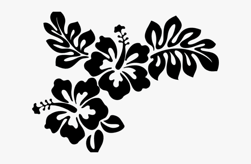 Transparent Background Hawaiian Flower Clipart Black And