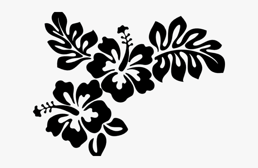 Transparent Hibiscus Border Png - Hawaiian Flower Clipart Black And White, Png Download, Free Download