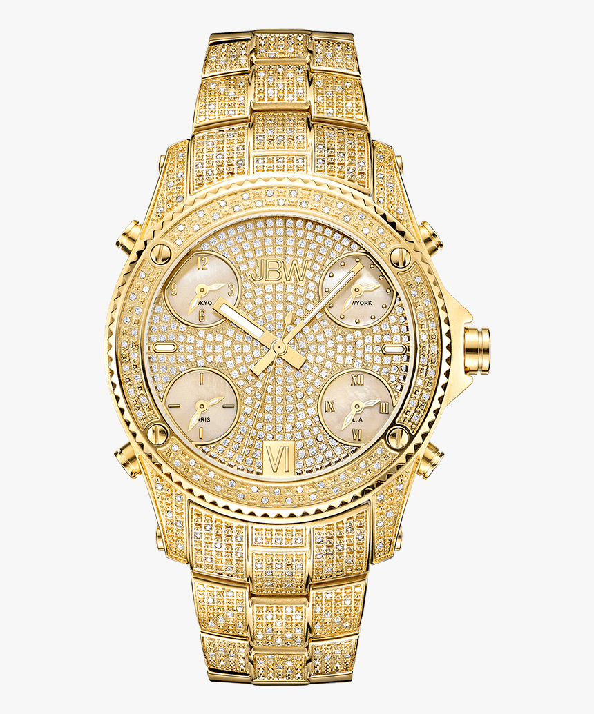 Jbw Jet Setter Jb 6213 A Gold Gold Diamond Watch Front - Jbw Jet Setter, HD Png Download, Free Download