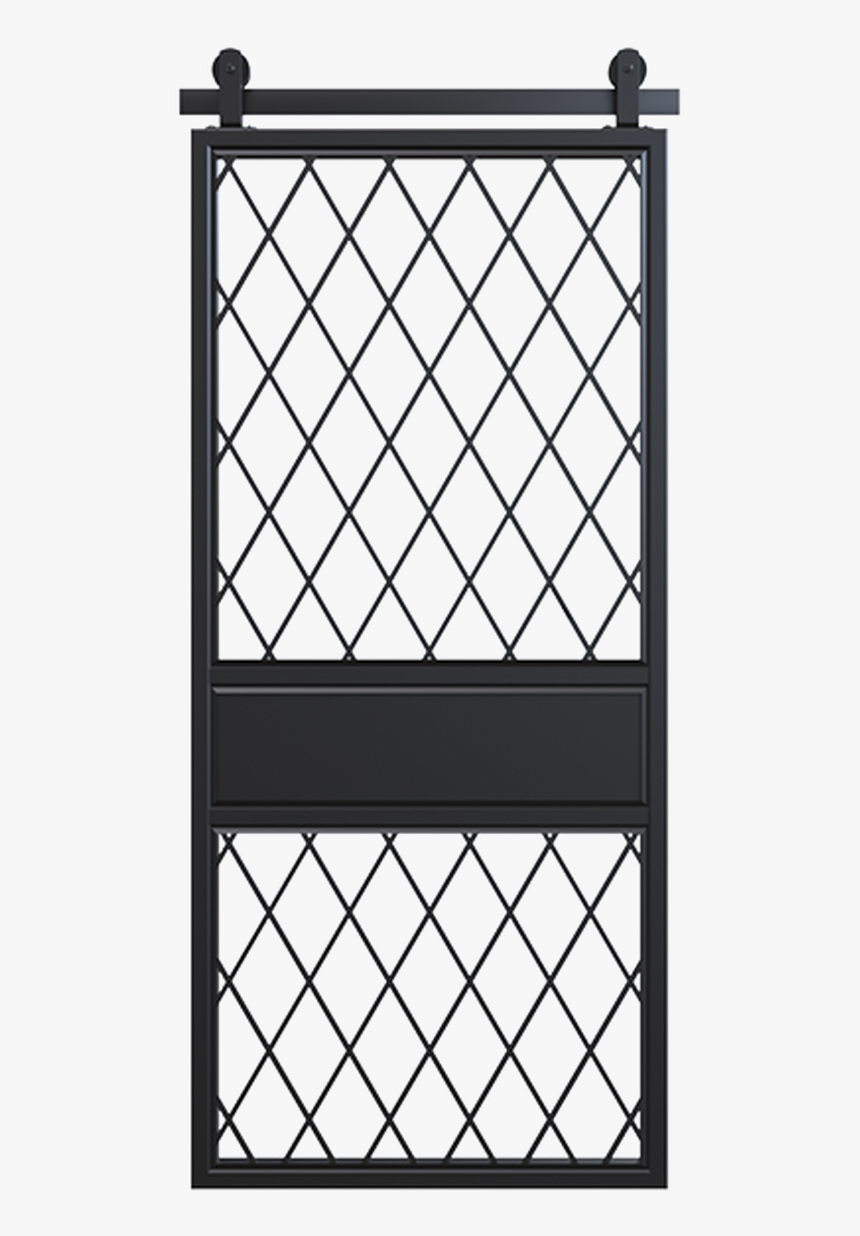 Diamond Glass Panel Metal Barn Door With Middle Bar - Door, HD Png Download, Free Download