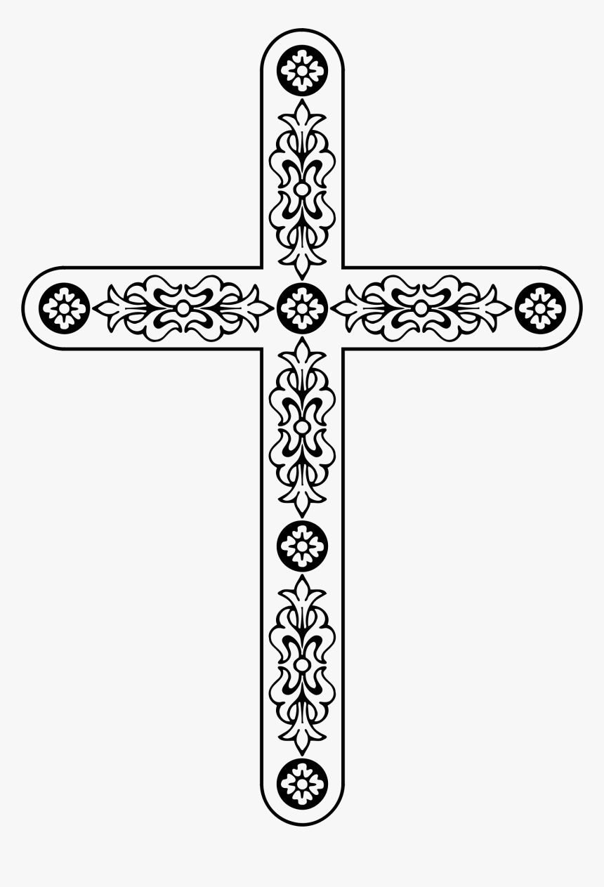 Body Jewellery Line Art White - Cross, HD Png Download, Free Download