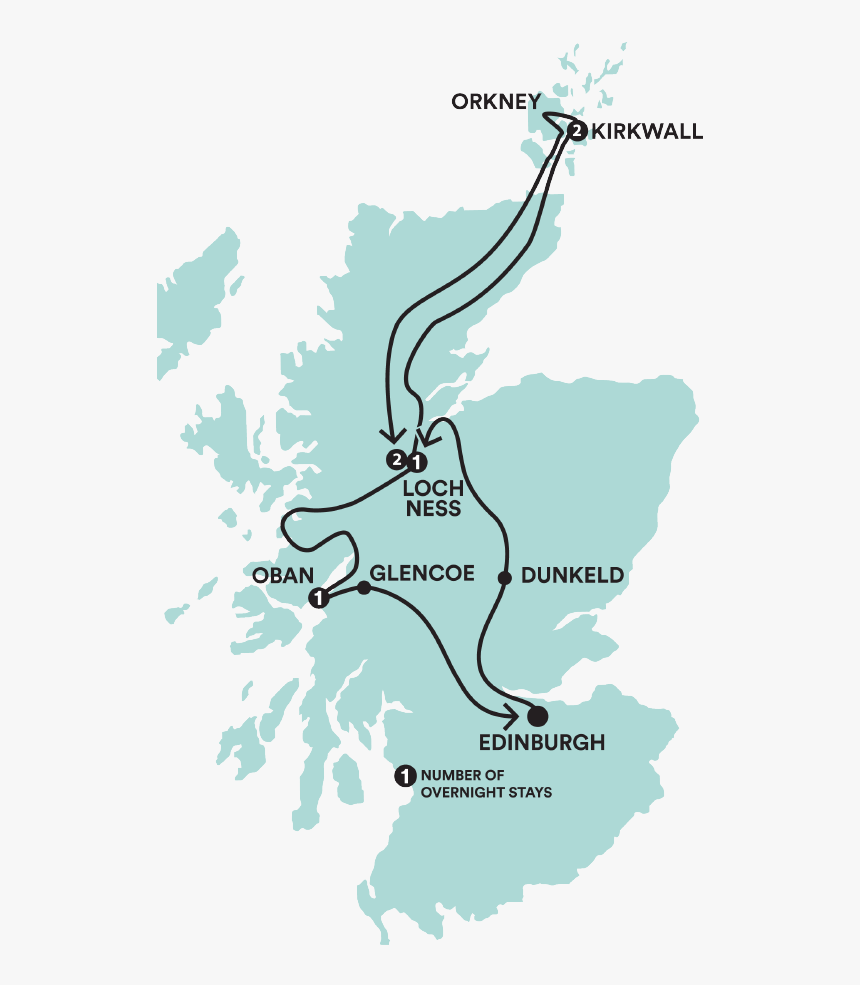 Coast To Coast Tour Map - Loch Ness On Map, HD Png Download, Free Download