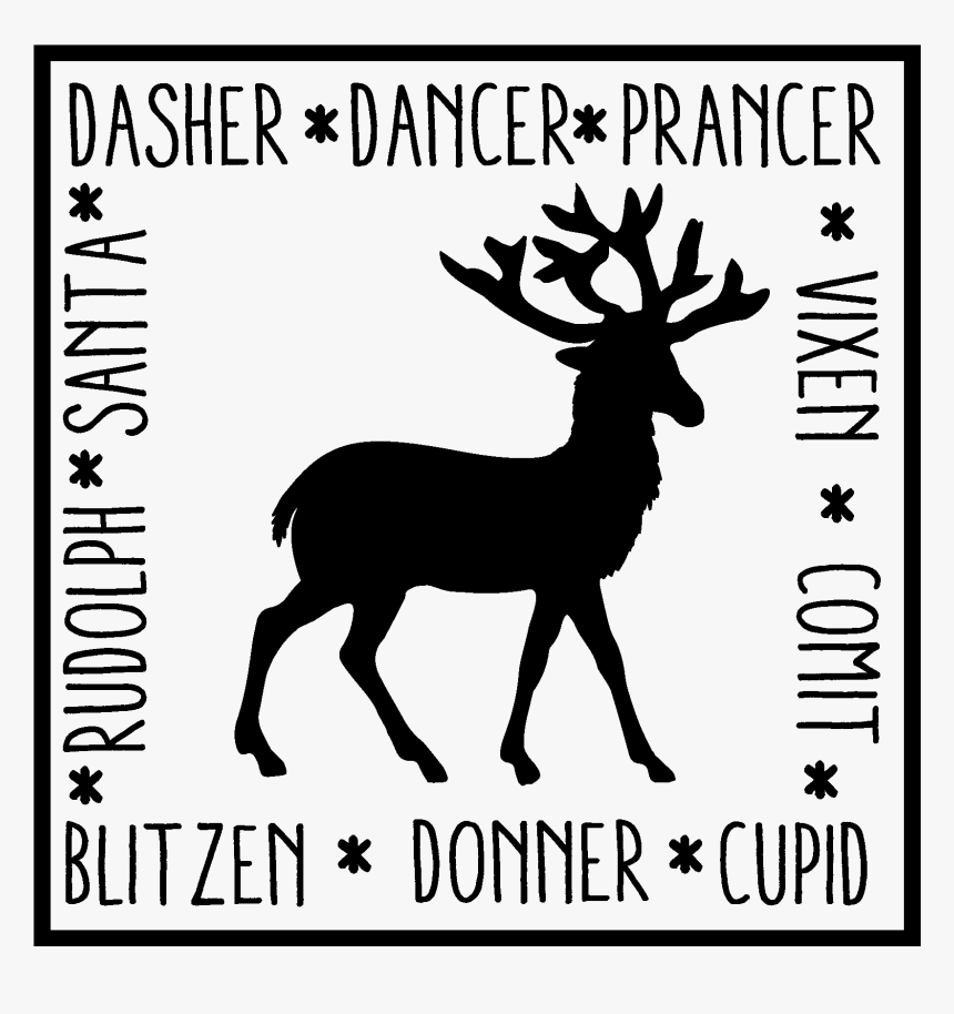 Dasher Dancer Prancer Vixon Comet Cupid Donner Blitzen - Animal Silhouettes, HD Png Download, Free Download
