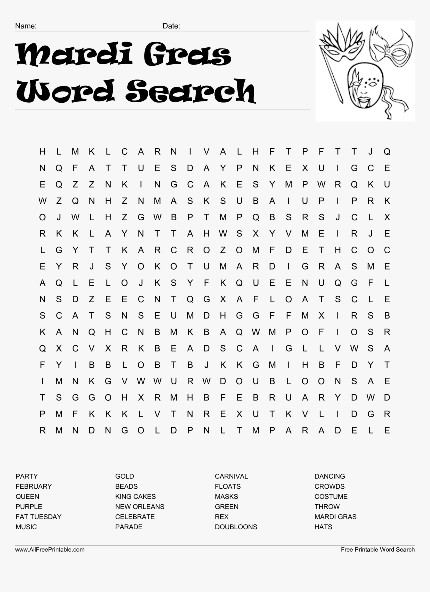 Mardi Gras Word Search Main Image - Silk Road Word Search, HD Png Download, Free Download