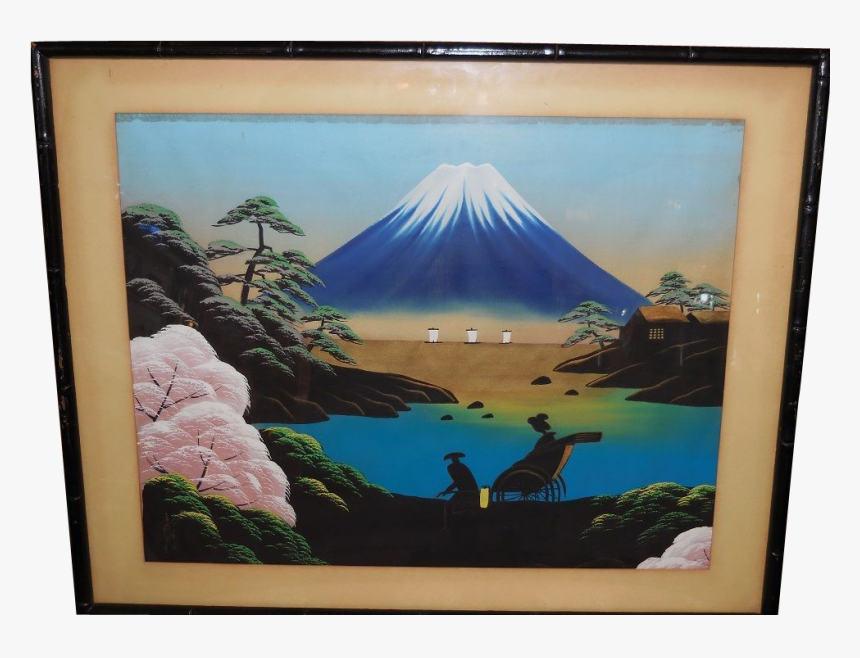 Clip Art Japanese Mountain Painting - Mount Fuji Painting Japanese, HD Png Download, Free Download