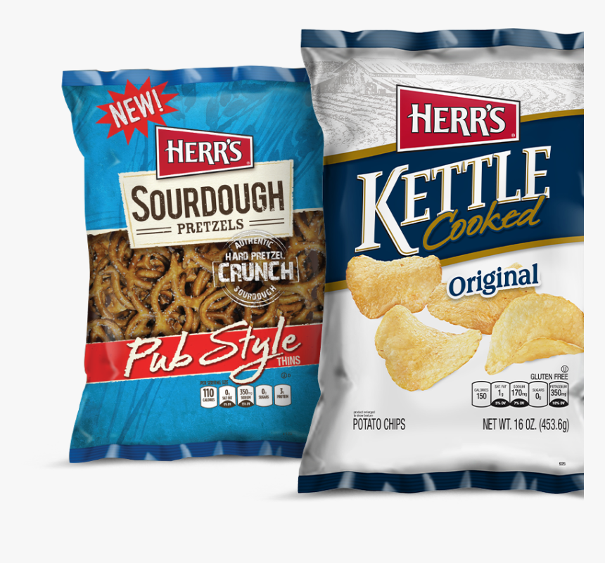 Bag Of Herr"s Sourdough Pretzels And Herr"s Kettle - Herr's Chips, HD Png Download, Free Download