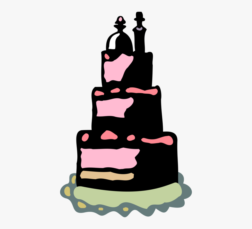 Vector Illustration Of Wedding Cake Served At Wedding - Bánh, HD Png Download, Free Download