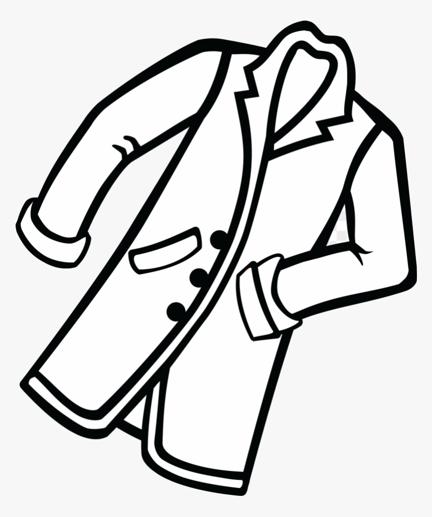 Coat Clipart Of Black And Closet Line Art Transparent - Coat Clipart Black And White, HD Png Download, Free Download