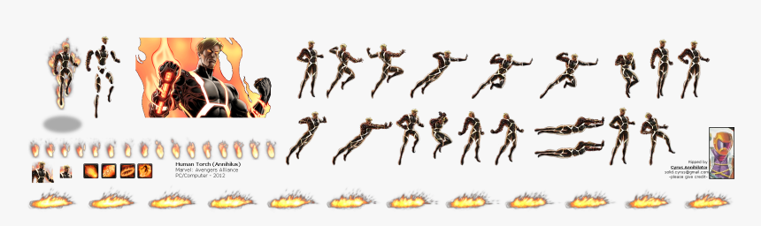 Click For Full Sized Image Human Torch - Annihilus Sprites Png Marvel, Transparent Png, Free Download