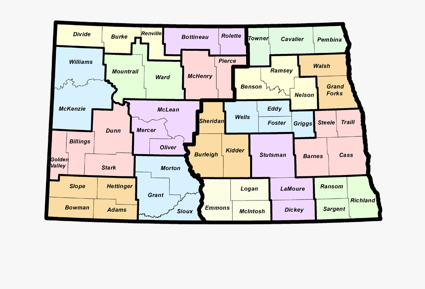 North Dakota Map - Map Of North Dakota Cities, HD Png Download, Free Download