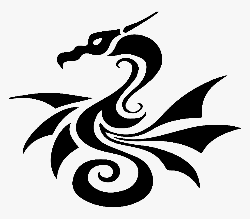 Lovely Black Tribal Dragon Tattoo Design - Easy Tribal Tattoo Designs, HD Png Download, Free Download