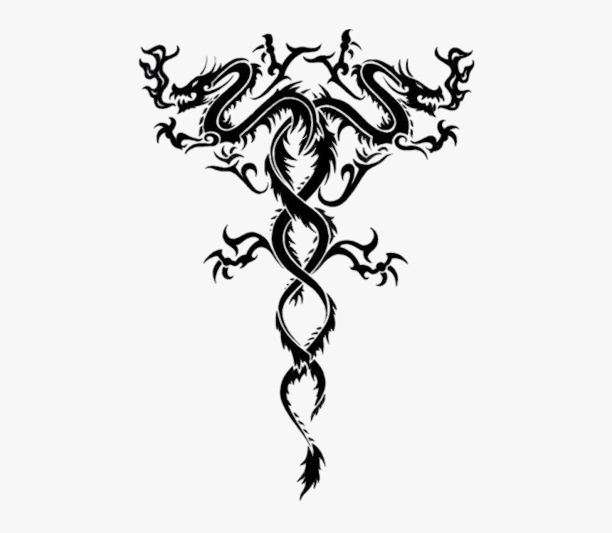 Transparent Tribal Dragon Png - Twin Dragon Tattoo Designs, Png Download, Free Download