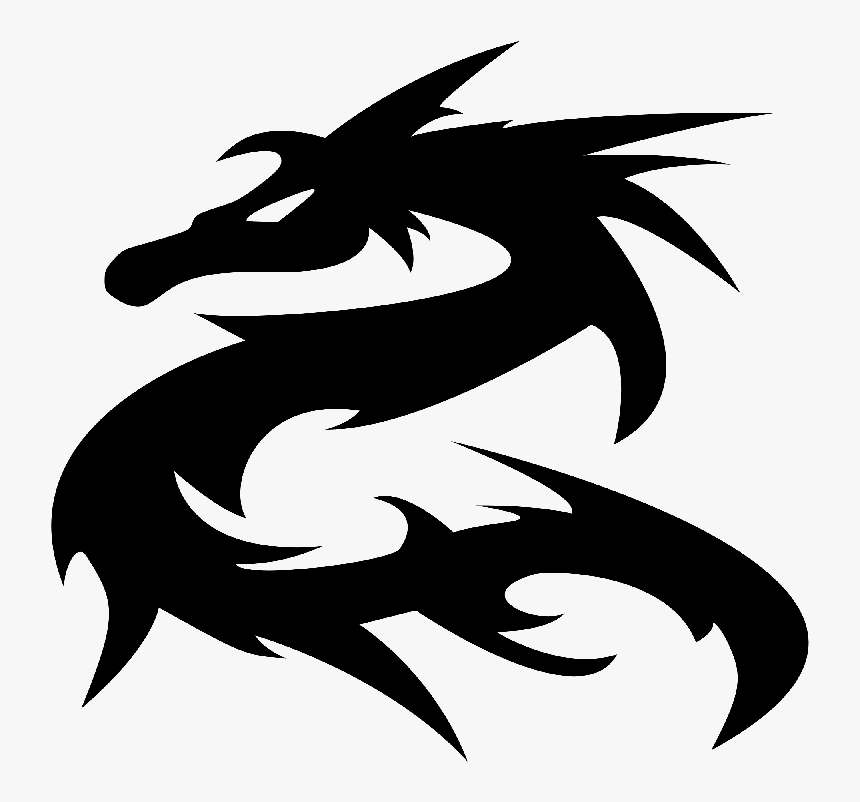 Evil Black-ink Dragon Emblem In Tribal Style Tattoo - Dragon Png Black, Transparent Png, Free Download