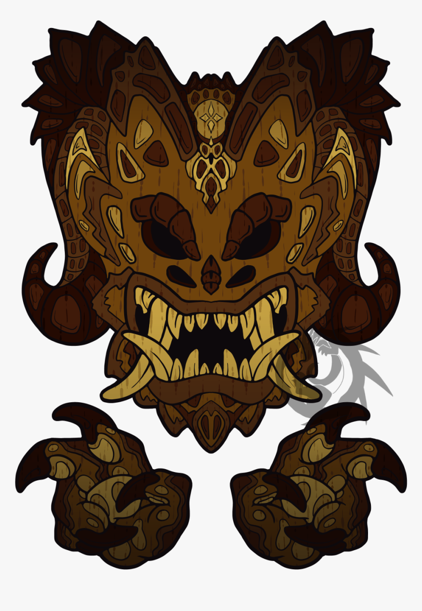 Wooden Tribal Dragon Mask - Illustration, HD Png Download, Free Download