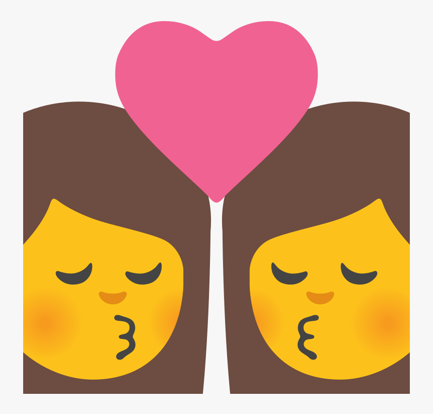 Emoji U1f469 200d 2764 Fe0f 200d 1f48b 200d 1f469 - Heart, HD Png Download, Free Download