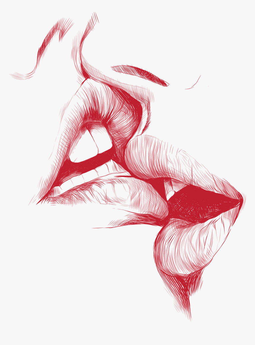 French Kiss Sketch Drawing, HD Png Download, Free Download