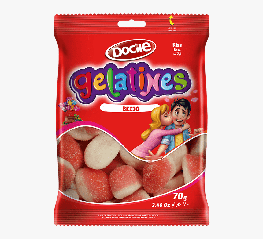 Bala De Gelatina Beijo 70g - Docile Gelatines Tenis, HD Png Download, Free Download