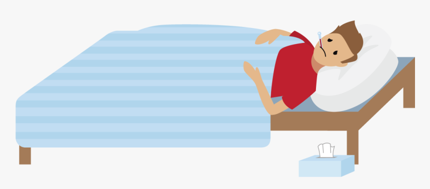 Person Looking Sick Lying In Bed - Sick Person Cartoon Png, Transparent Png, Free Download