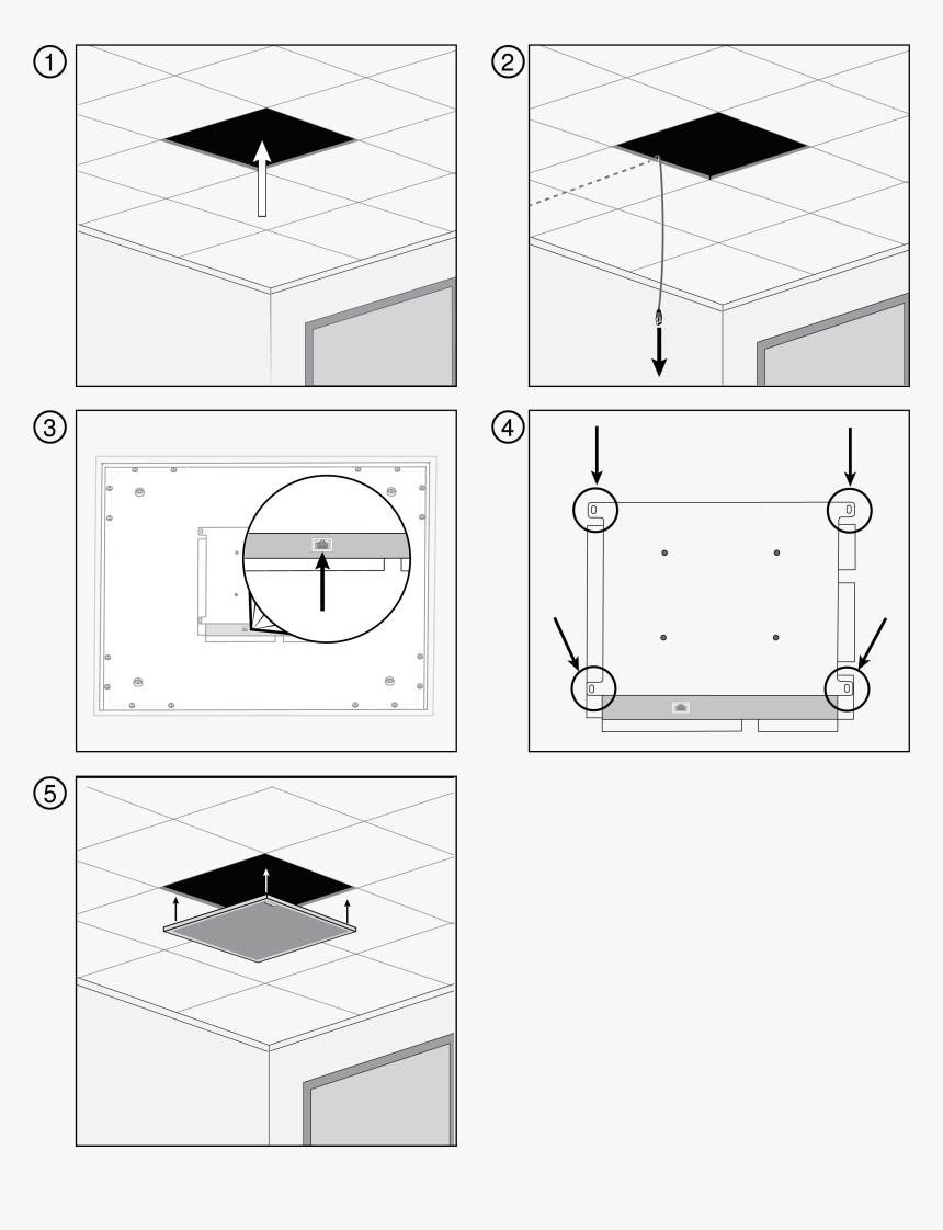 Numbered Illustrations Showing How To Install Mxa910 - Cisco Ceiling Mic Direction, HD Png Download, Free Download