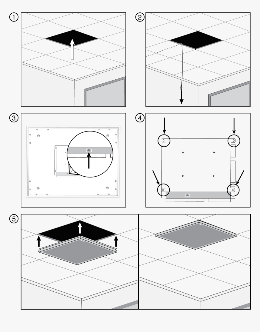 Numbered Illustrations Showing How To Install The Mxa910w-a - Cisco Ceiling Mic Direction, HD Png Download, Free Download