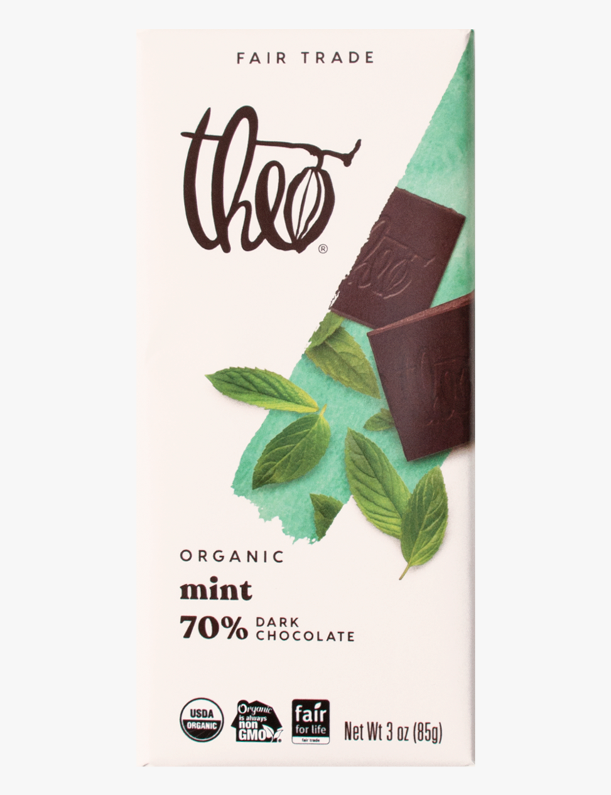 Theo Mint 70% Dark Chocolate Bar, 3 Oz - Theo Chocolate Png, Transparent Png, Free Download