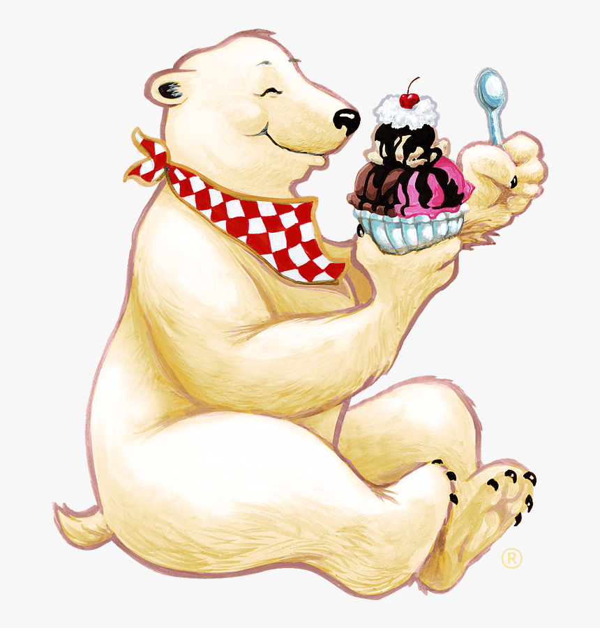 Polar Bear Clipart Png -ice Clipart Polar Bear - Bear Eating Ice Cream Cartoon, Transparent Png, Free Download