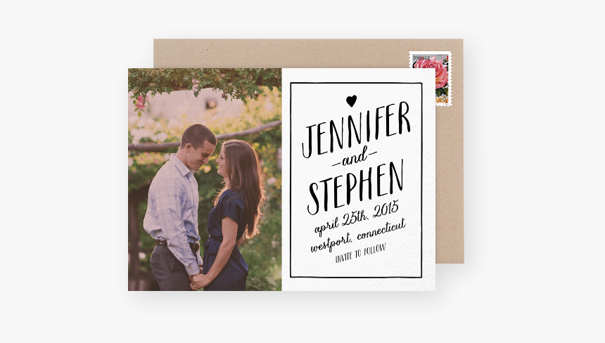 Hand Lettered Save The Date With Photo - Kiss On Lips, HD Png Download, Free Download