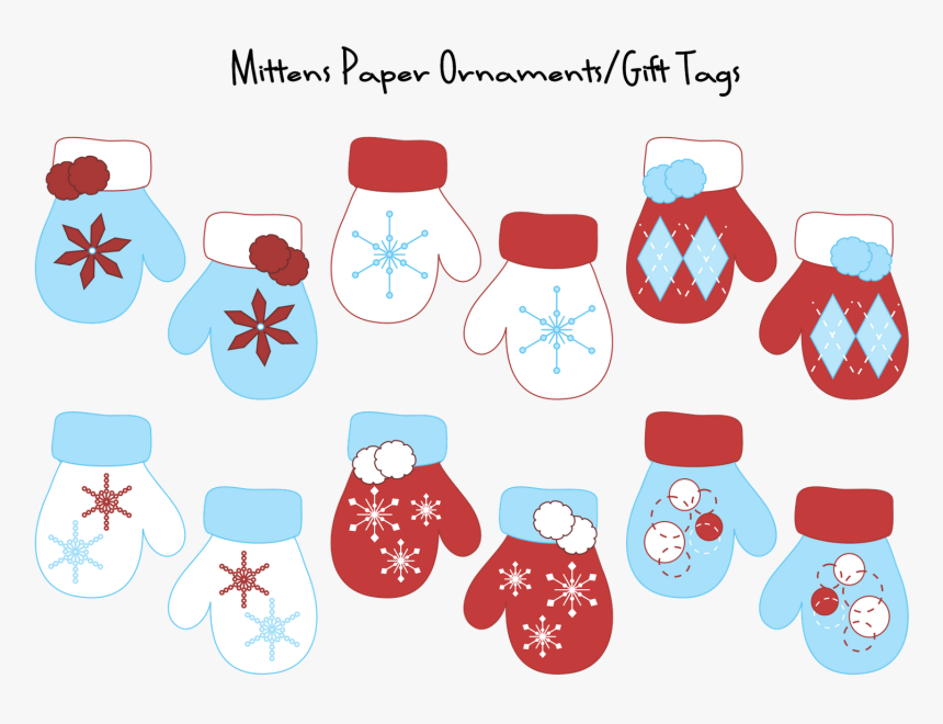 Mitten Clipart Paper - Free Printable Mitten Gift Tags, HD Png Download, Free Download