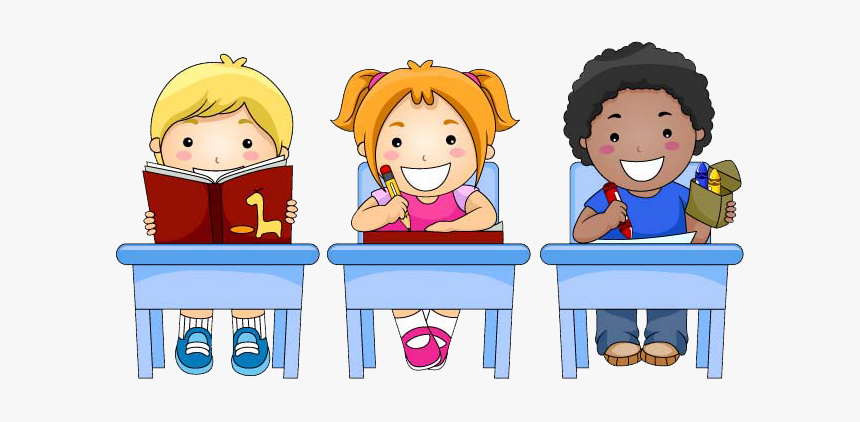 Reading Clip Art Cartoon Students At Desks Clipart Hd Png