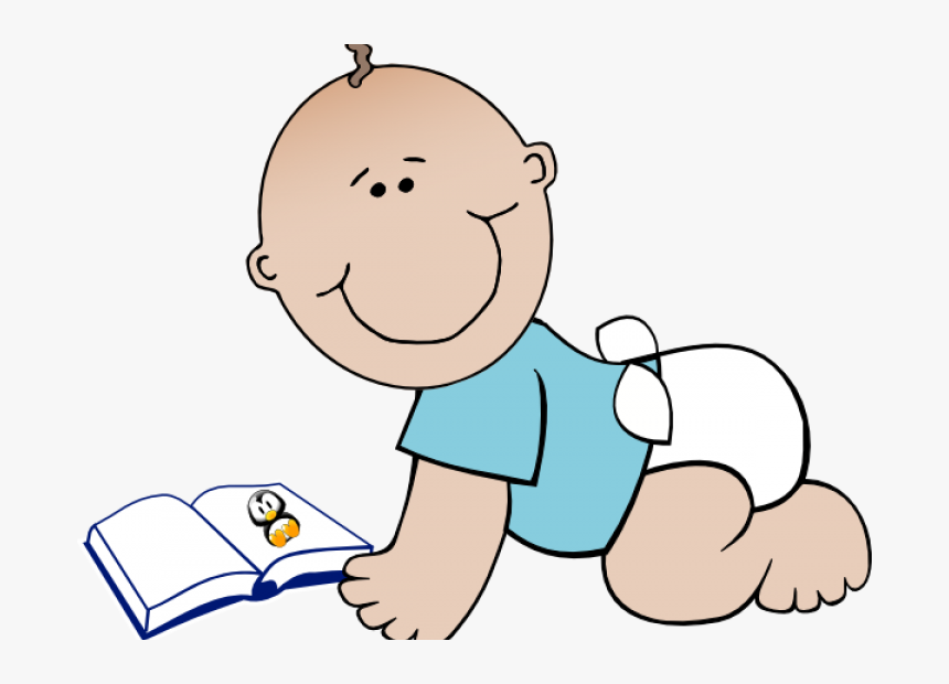 Child Reading A Book Clipart - Baby Reading Clipart, HD Png Download, Free Download