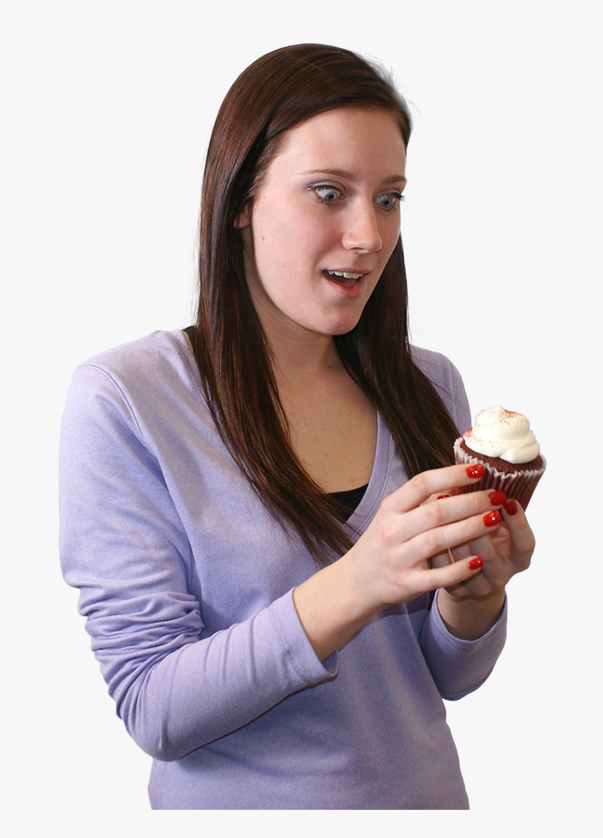 Girl Surprised At Cupcake [702 × 1114], HD Png Download, Free Download