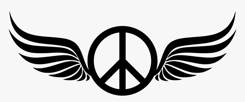 Emblem,monochrome Photography,symbol - Peace Sign With Wings, HD Png Download, Free Download